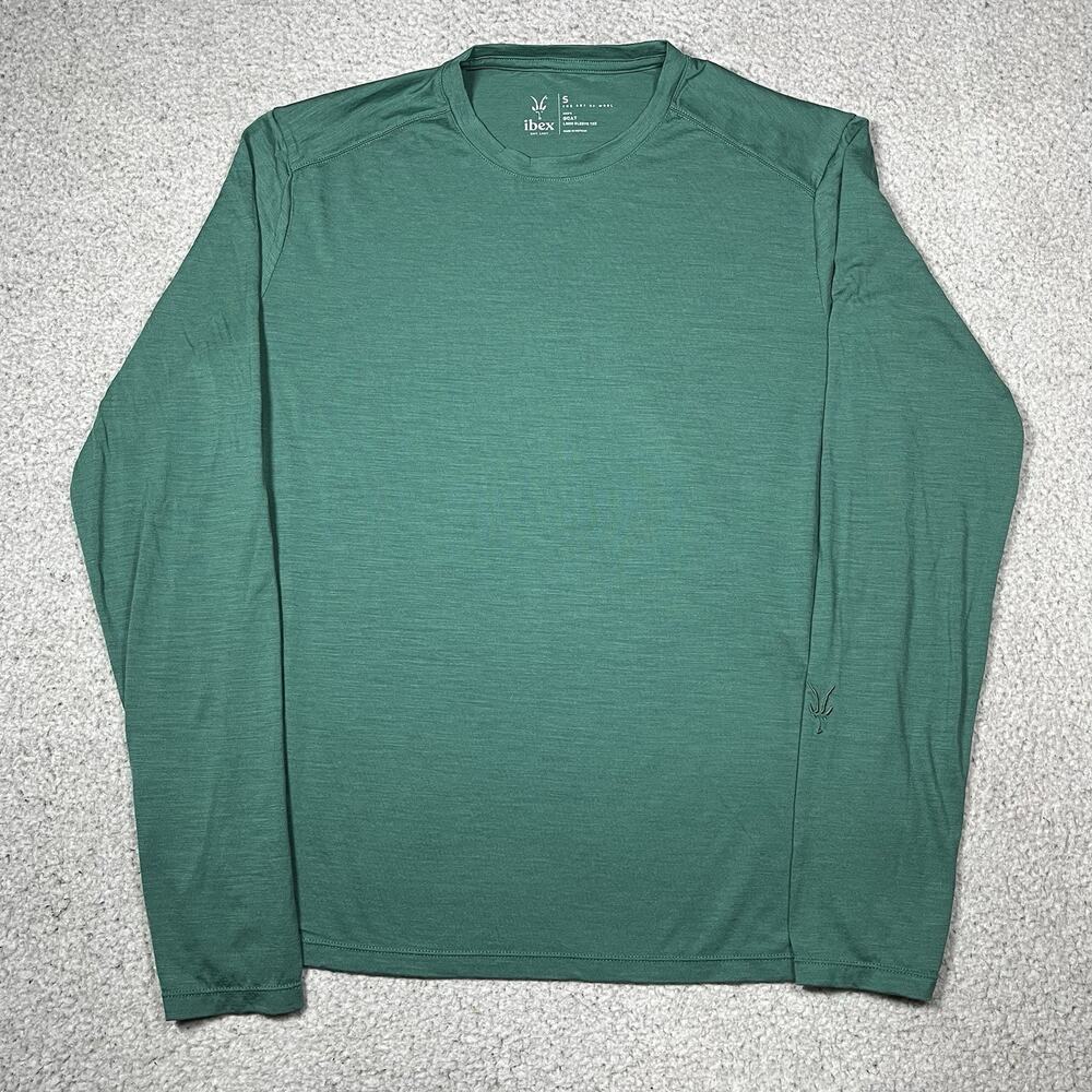 Ibex Shirt Mens S Green Long Sleeve Merino Wool Outdoor Nature Goat Baselayer